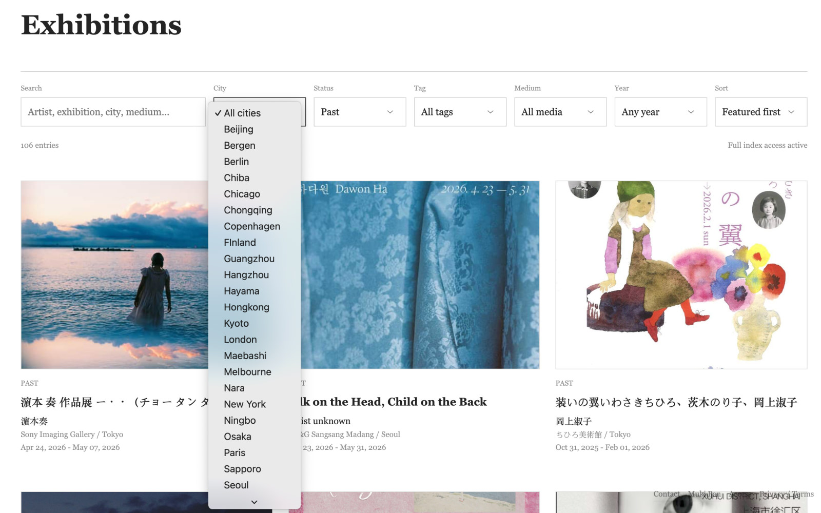 The Moon Index archive view